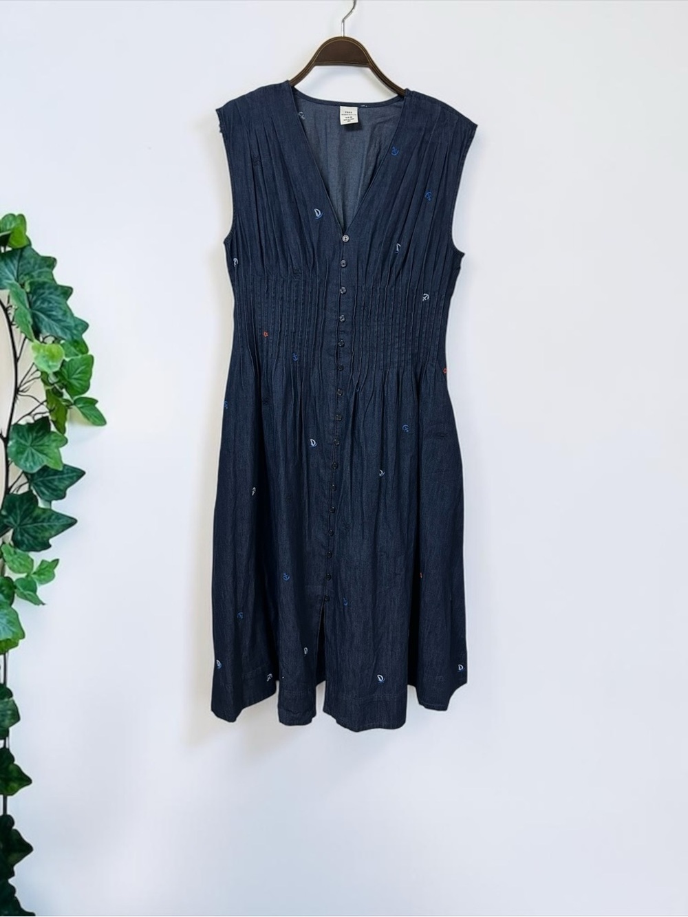 NWT Sleeveless Navy Button-Front Midi Dress